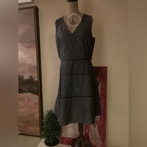 GAP 100% Cotton Sleeveless Denim Blue V-Neck Dress